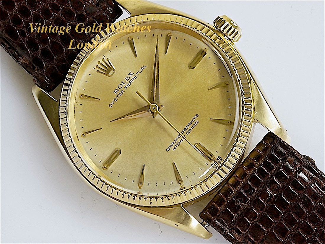 Rolex Oyster Perpetual 18ct 1957 (Original Unrestored Dial) Vintage Gold Watches