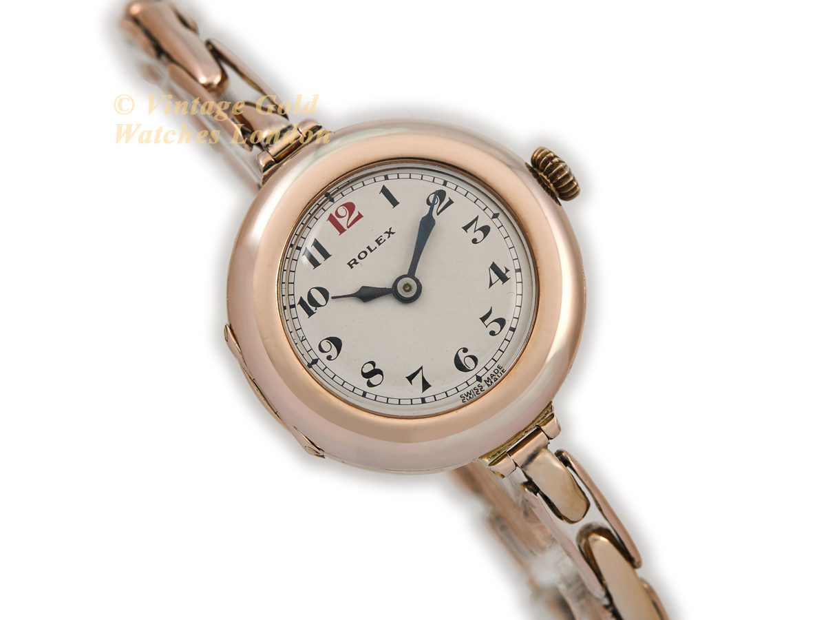 trængsler seng færge Ladies Rolex Cocktail Watch 9ct Pink Gold Cal.9¾ 1914 | Vintage Gold Watches