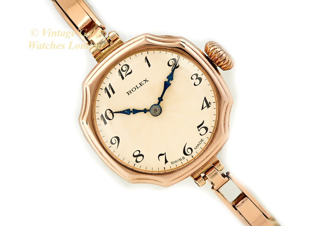 Ladies Rolex Cocktail Watch 9ct Pink Gold on Original Bracelet 1925 ...