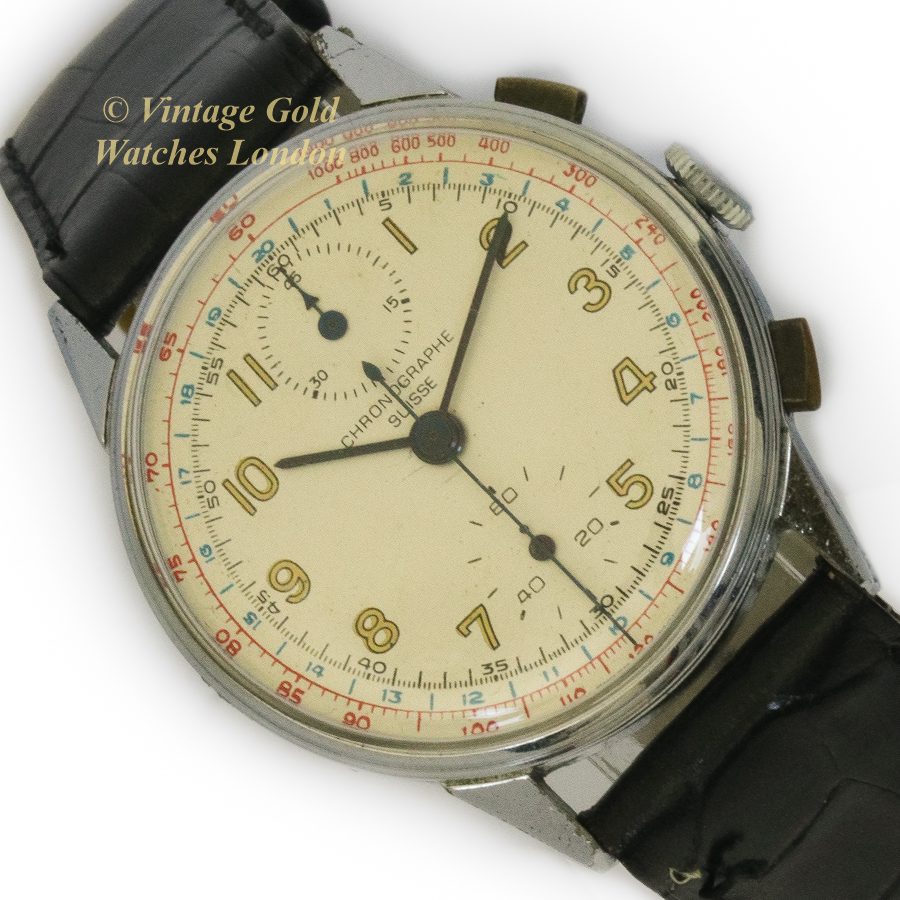 Chrono Suisse Chronograph Steel 1957 Vintage Gold Watches