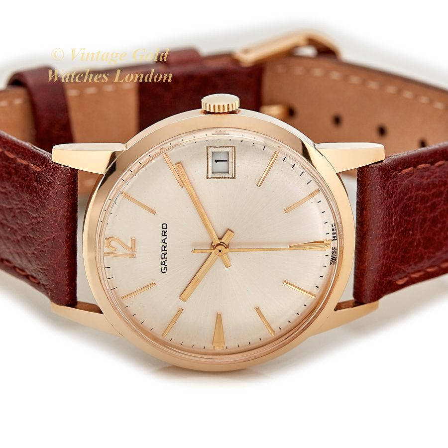 Garrard Automatic 9ct 34mm 1968 with Box Vintage Gold Watches
