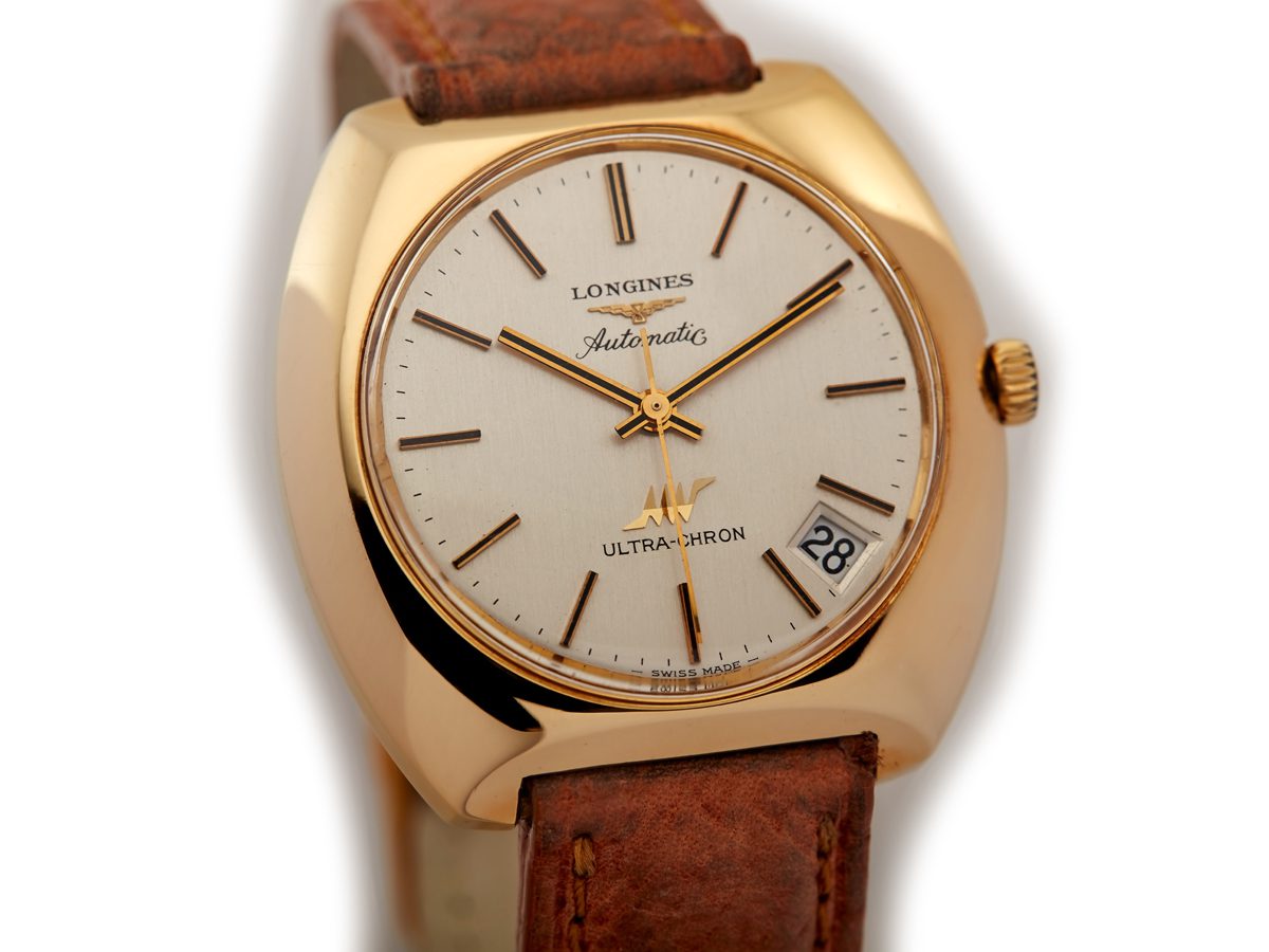 Longines Cal.431 Ultra Chron Automatic 18ct 1971 37mm Tonneau Vintage Gold Watches