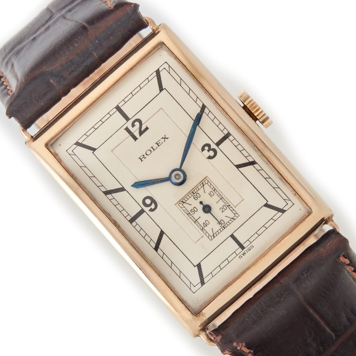 Rolex Ultra Prima 9ct 1929 Largest Rectangular Case Vintage Gold Watches