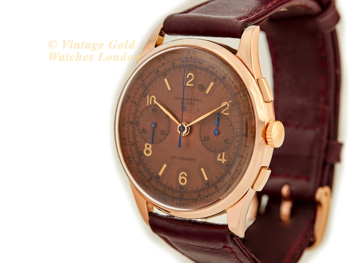 Chronographe suisse 18k gold solid cheap