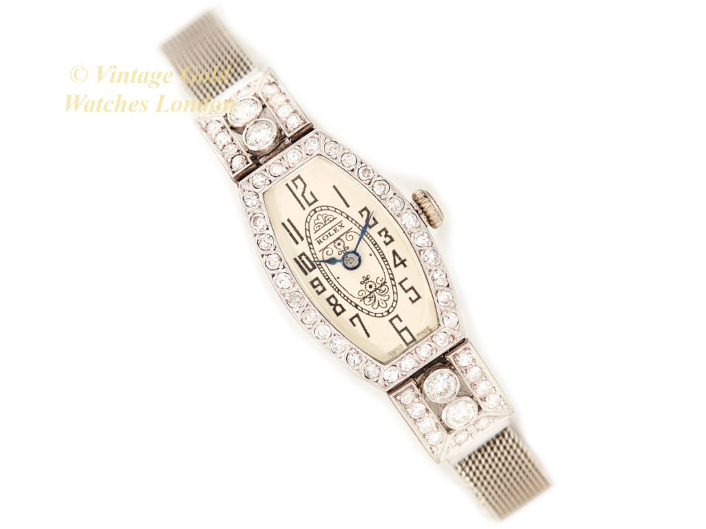 Ladies Rolex 18ct White Gold, Platinum, & Diamond Art Deco Cocktail