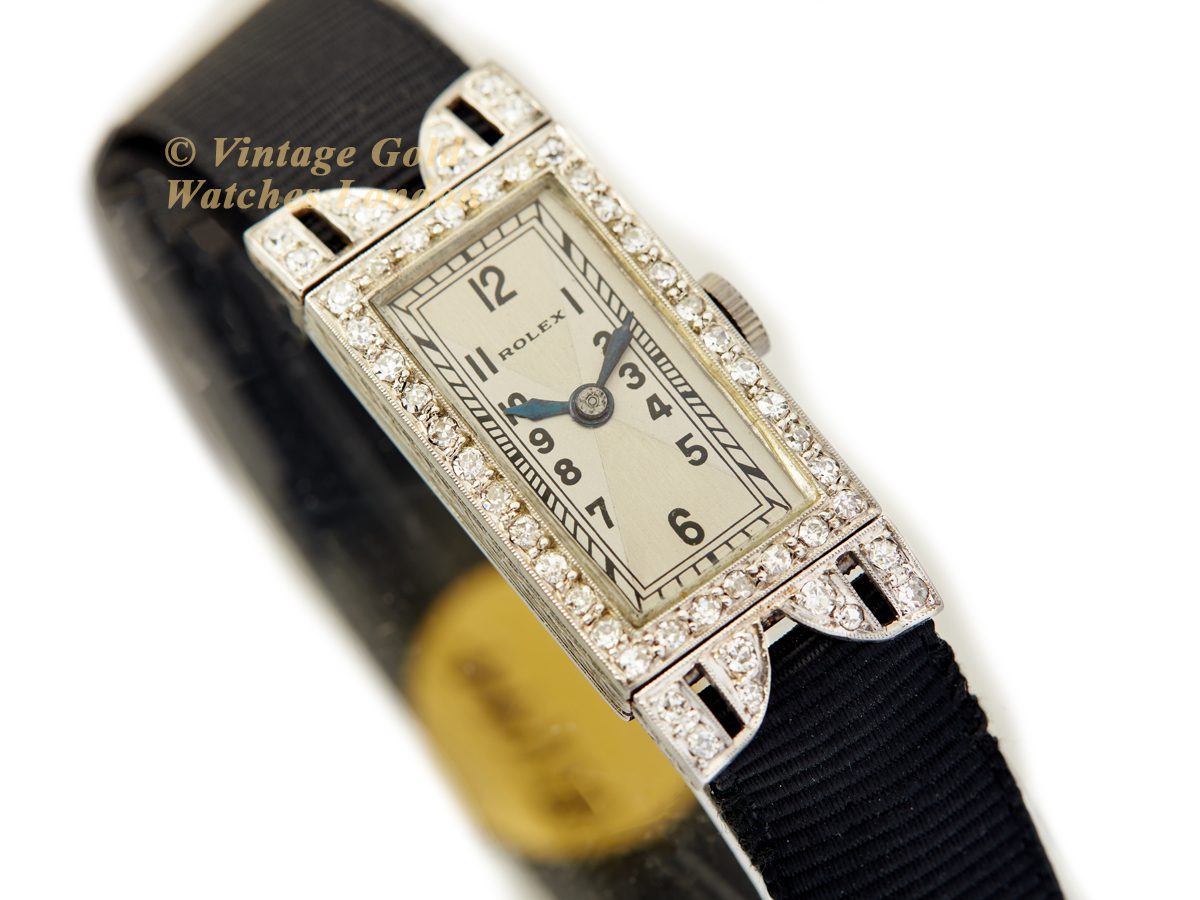 Ladies Rolex 18ct White Gold Diamond Cocktail Watch c1930 Vintage Gold Watches