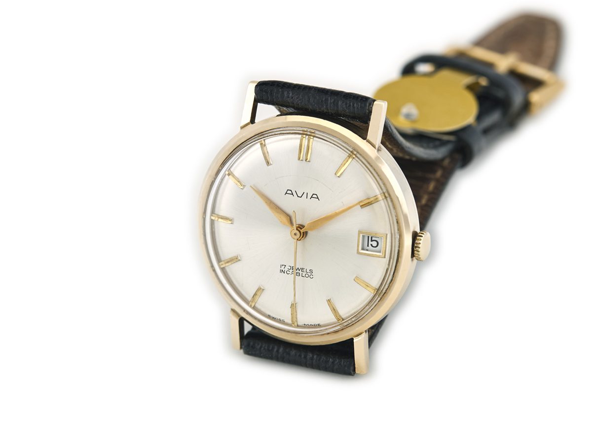 Avia Cal.E4 9ct Incabloc c1960 Vintage Gold Watches