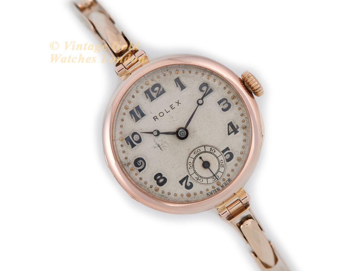 Ladies Rolex Cal.10 Hunter 9ct Pink Gold 1928 Vintage Gold Watches
