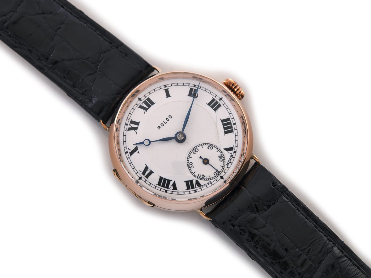 Rolex Rolco Officers Watch 9ct Pink Gold 1926 Vintage Gold Watches