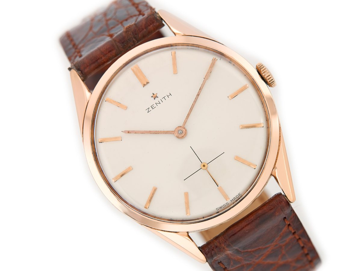 French 1960s 18 Karat Rose Gold Zenith Women Watch 