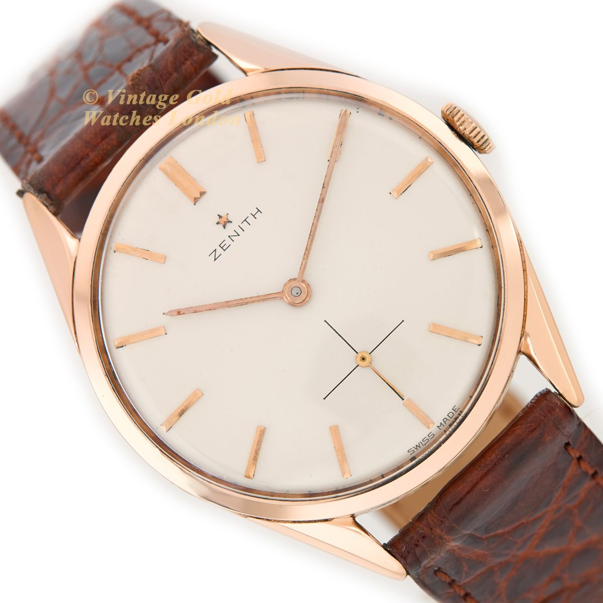 French 1960s 18 Karat Rose Gold Zenith Women Watch 