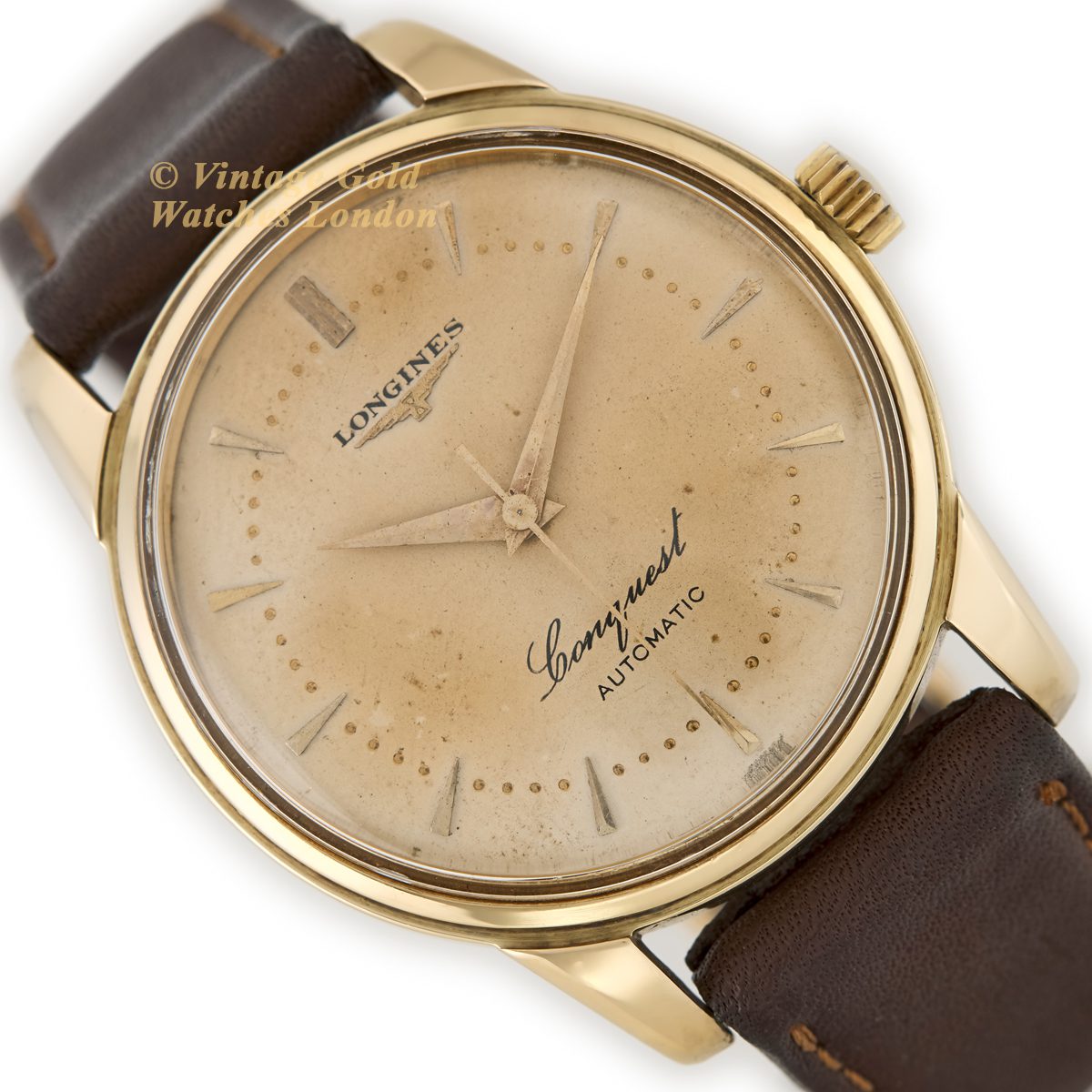 Vintage Longines Conquest Cal.19AS 18ct 1955 Vintage Gold Watches