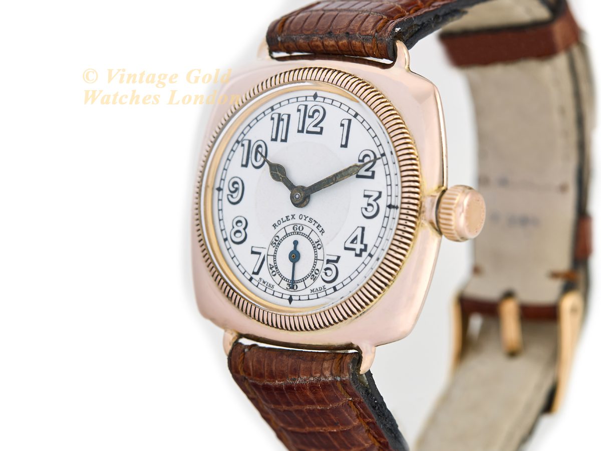 Rolex Oyster Cushion 9ct Pink Gold 1926 1st Edition Vintage Gold