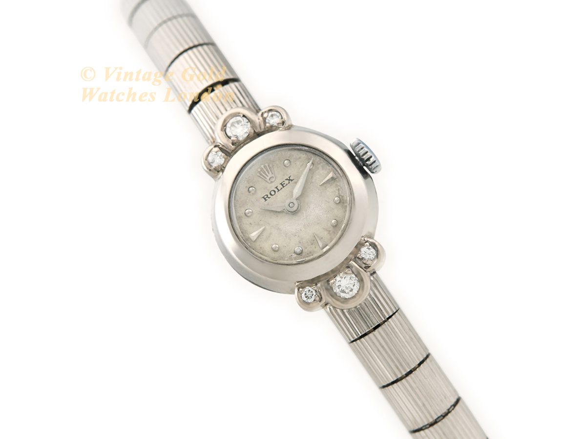 Ladies Rolex 18ct White Gold Diamond c1948 Vintage Gold Watches