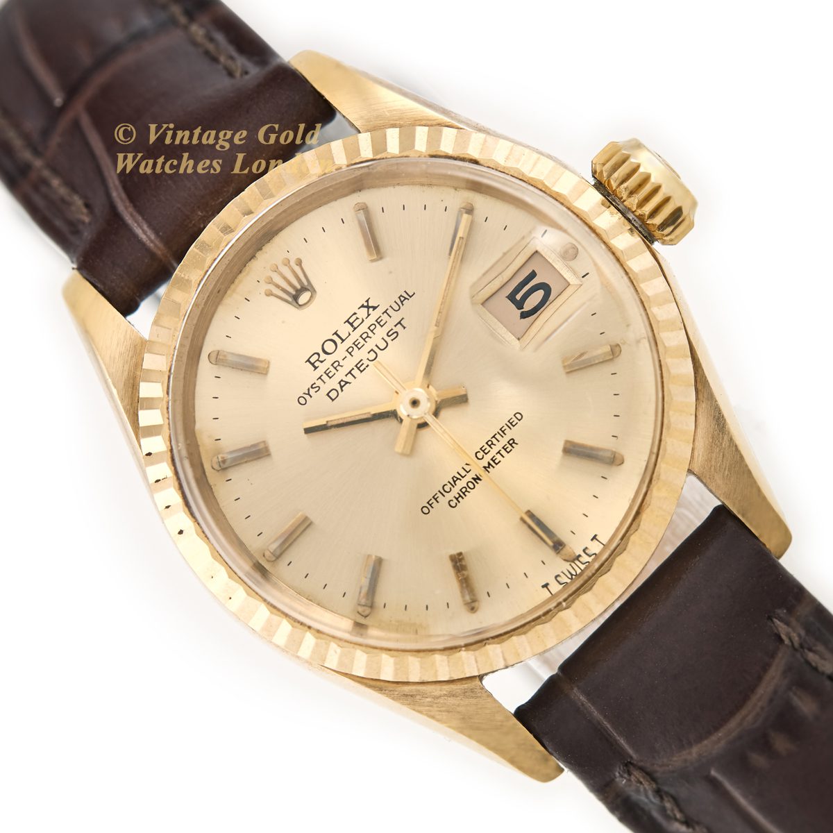 Ladies Rolex Oyster Perpetual Datejust Model Ref.6517 18ct 1966 with Papers | Gold Watches