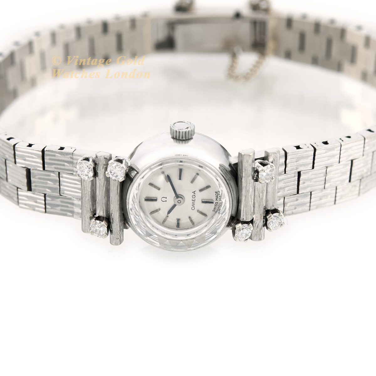 Omega vintage ladies 14k white gold diamond watch hotsell