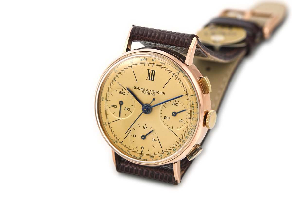 Baume Mercier Chronograph Cal.1873 18ct Pink Gold c1951 Vintage Gold Watches
